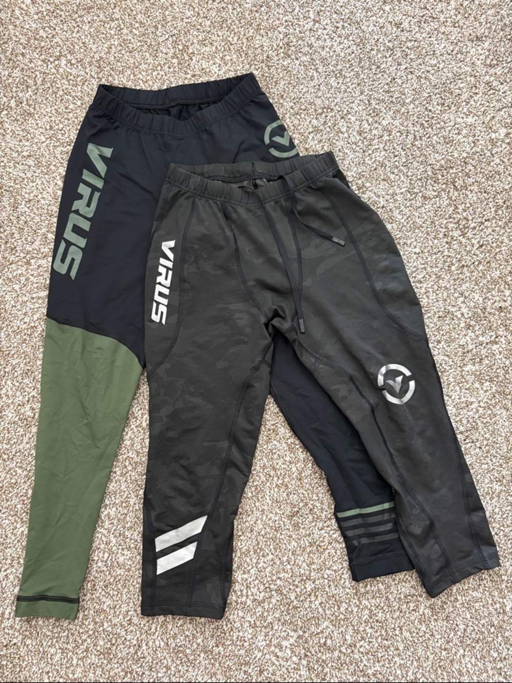 2 Virus men’s compression leggings. Both size Medium.